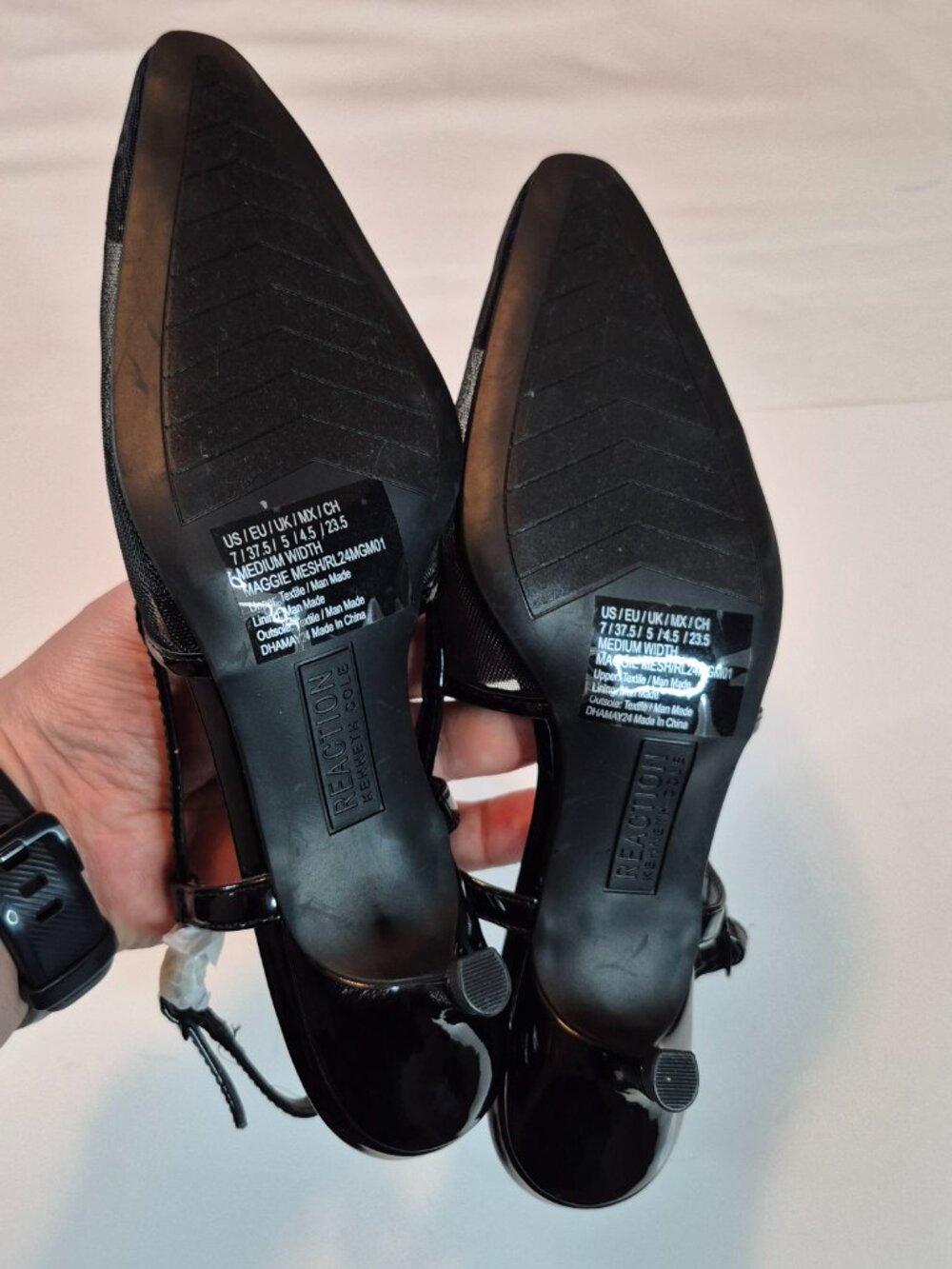 Kenneth Cole Reaction Women's Maggie Black Mesh, Size 7, Kitten Heel, Toe, NEW - Picture 4 of 10
